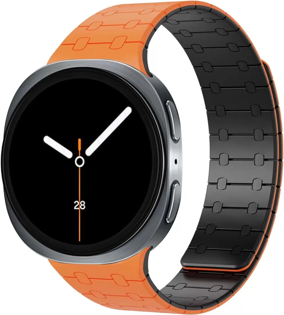 INF 22mm Magnetic Silicone Two-Tone Replacement Strap compatible with Samsung Watch8 - Orange Black