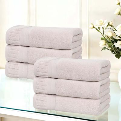 Superior Venice Zero Twist Cotton Medium Weight Absorbent Hand Towels, Set of 6