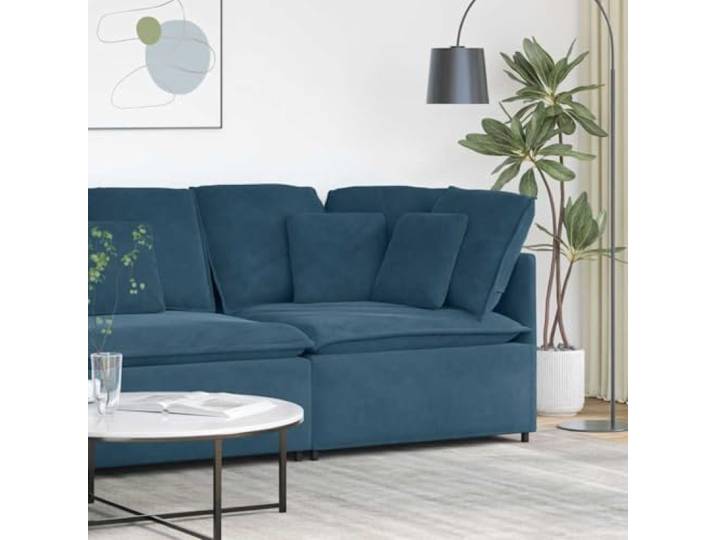 HKQWPBF Modulares Sofa Eckmodul mit Kissen Blau 100 cm Samtpolsterung, Metallrahmen, Textilene-Sitzflächen, Schaumstofffüllung, kombinierbar