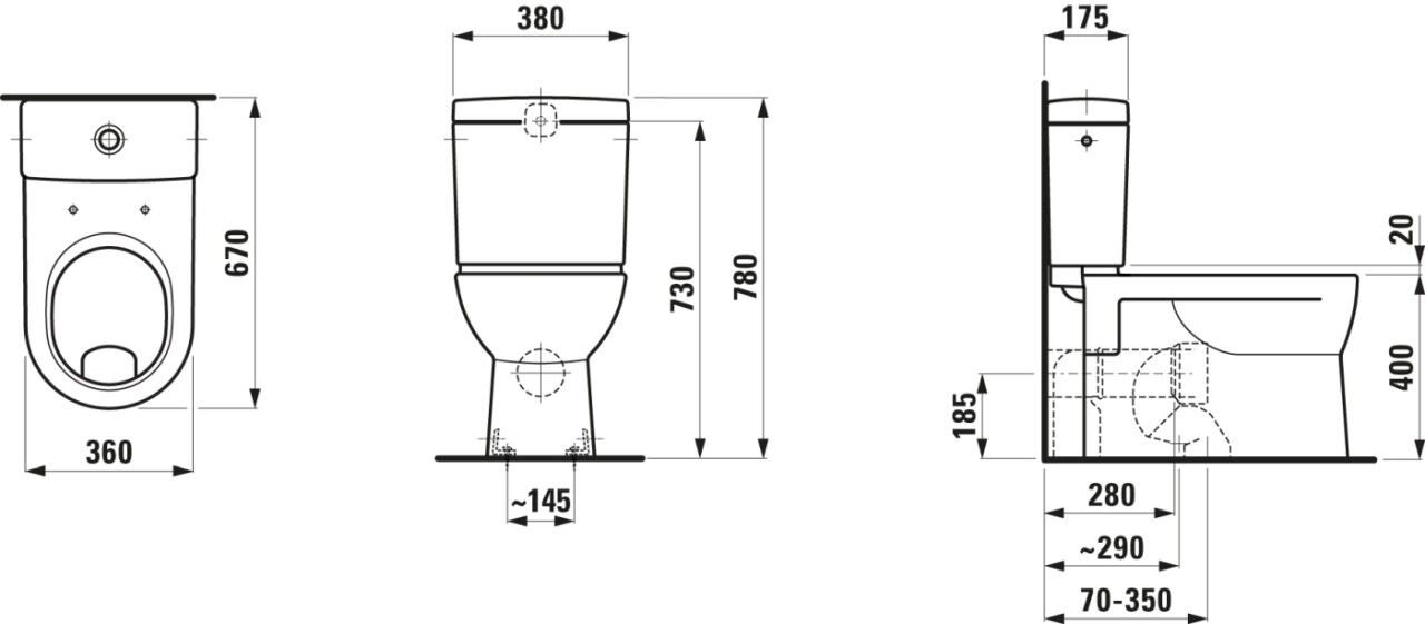LAUFEN Stand-WC für Kombination LAUFEN Pro 360x670, weiß, Flachspüler, 82495.9, 8249590000001 H8249590000001