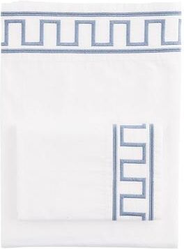 Aries Greek Key Embroidered Sheet Set - Cornflower, Twin - Ballard Designs