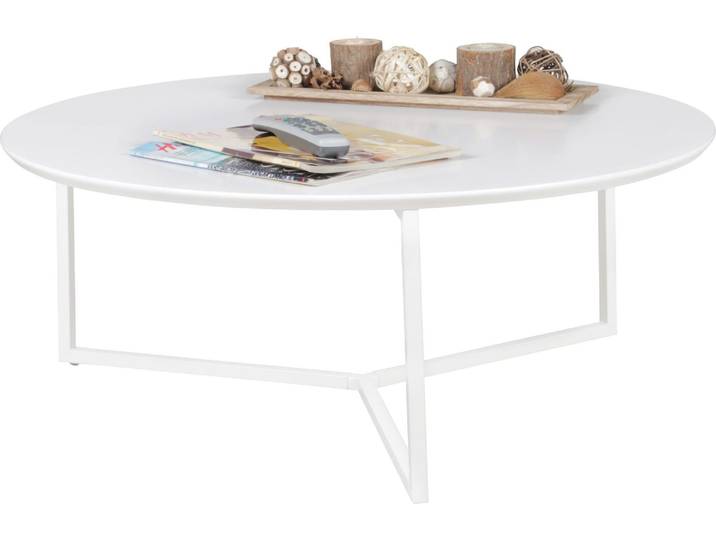 Design Couchtisch MDF Holz weiß matt Gestell Metall ø 80 cm