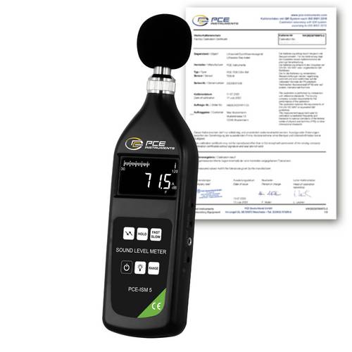 PCE Instruments Schallpegel-Messgerät kalibriert (ISO) Datenlogger PCE-ISM 5-ICA 20 - 90 dB 20Hz - 8000Hz RS-232