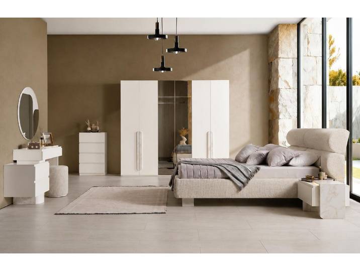 Xlmoebel Kleiderschrank Beiger Luxus Kleiderschrank mit Drehtüren für das Schlafzimmer (5-türig) Made in Europa