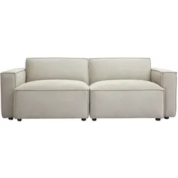 3-Sitzer Modulsofa in beige Samt-Effekt Textil SPLIT