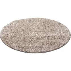 HOCHFLORTEPPICH RHEIN, einfarbig, aus Polypropylen, Beige, Ø 120 cm