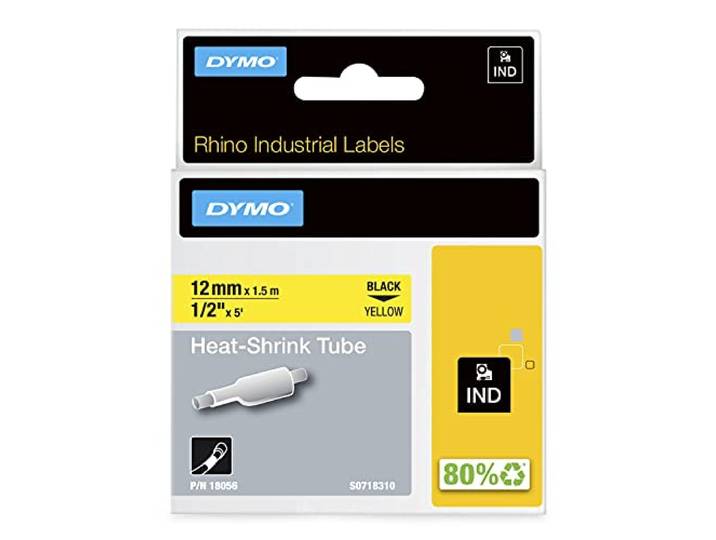 Gaines thermorétractables DYMO RhinoPRO pour étiquetage de câbles\, 6mm x 1\,5m\, blanc (18051)