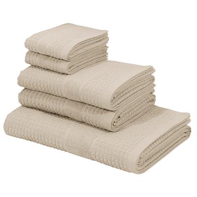 Handtuch Set KANGAROOS "Summer, Duschtuch, Handtuch, Gästeücher", beige (creme), Frottier, Frottier, Obermaterial: 100% Baumwolle, Handtuch-Sets, einfarbiges Handtuch-Set aus 100% Baumwolle, Hoch-Tief-Effekt