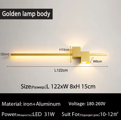 Inspire Curations Modern Black Gold LED Wall Sconce gold 122cm warm Light