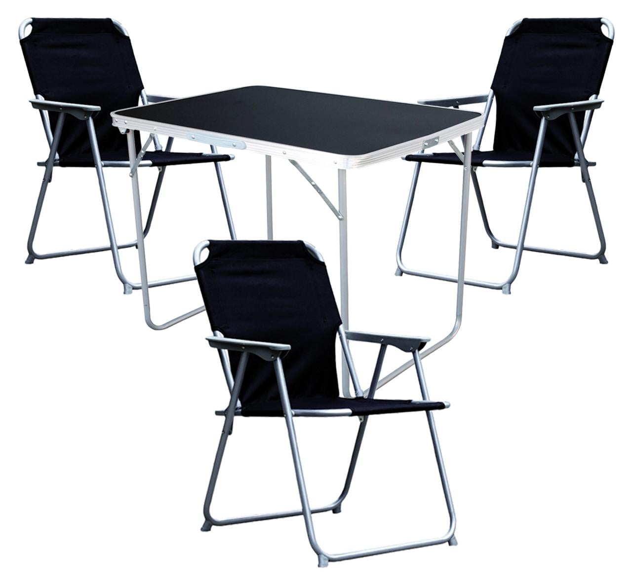 Mojawo 4-delige camping set met campingtafel en 3 inklapbare campingstoelen