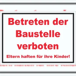 HB-Druck Betreten der Baustelle Aufkleber rot-weiß-schwarz A3 (297x420mm)