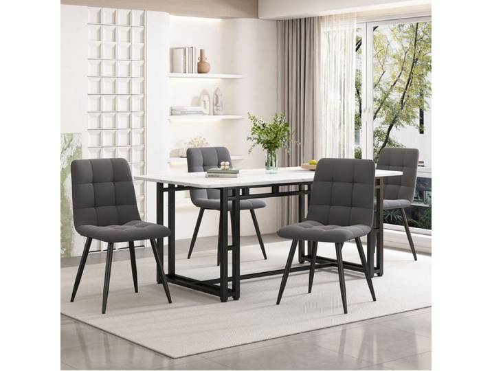 SENVIRO table de repas lux léger moderne 140x80cm noir et blanc