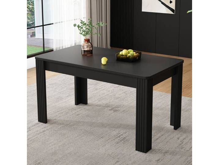Table à manger - robuste -quatre pieds -Table En bois de chêne -rectangulaire -loisirs café - moderne simple- noir