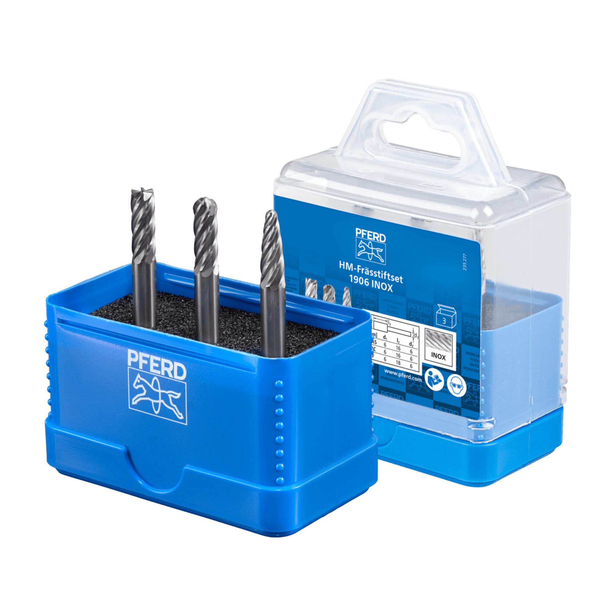 PFERD TOOLS Hartmetall Hochleistungsfrässtift Set 1906 INOX 3-tlg. Ø 6mm Schaft-Ø 6 mm für Edelstahl (21901906)