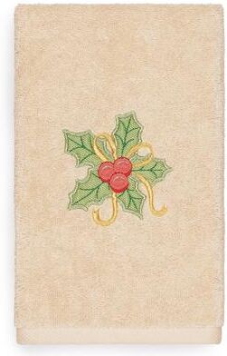 Authentic Hotel and Spa Turkish Cotton Christmas Holly Beige Hand Towel