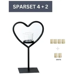 Sparset Herz Windlicht Elisa 30 cm- inkl. 6 Kerzen-Ivory