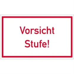 Aufkleber Vorsicht Stufe!, Folie, 250x150 mm