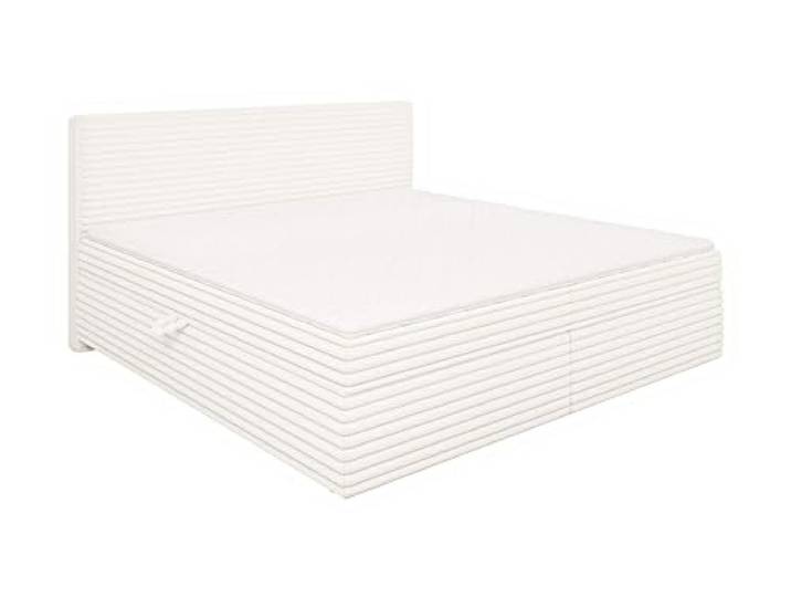S-Style Möbel Bett 200 x 200 cm Boxspringbett Doppelbett Mit Topper 2 Bettkästen Matratze Mittelfest Plüschcord Schaumstoff Bonellfeder Neo Hellbeige