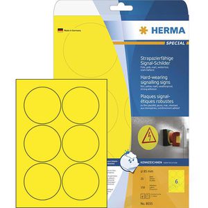 Herma 8035 Signal-Etiketten wetterfest Ø 85mm gelb, 150 Stück