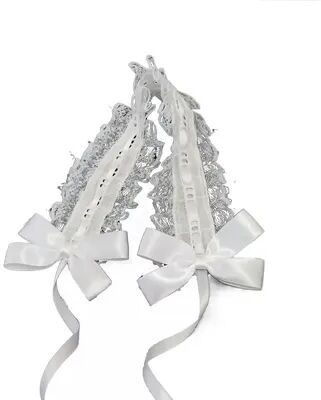 Modern Mode Marketplace Sweet Lace Lolita Headband With Bow Clips Cute Ribbon Bow Headband For Cosplay & Photos white