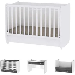 Lorelli Babybett Dream 70 x 140 cm umbaubar Kinderbett Schaukelbett Schreibtisch weiß