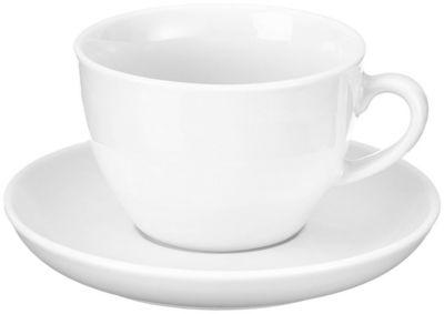 Cappuccinotassen-Set BISTRO, 6 Tassen & Unterassen, jeweils 0,3 l, H 71 mm, Porzellan, weiß