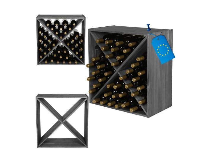 Modo24 Weinregal Modulares System RW61, Flaschenregal Massivholz, Kellerregal, Weinständer, Stapelbar, Weinschrank, für Küche & Vorratsraum, 3 Farben