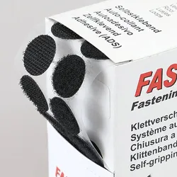 Klettpunkte in Spenderbox, 230 Sets, 20 mm, selbstklebend, schwarz | Durchmesser: 20 mm, Kunststoff