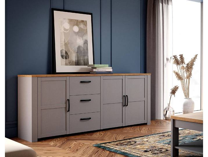 Enfilade 221 cm 221 x 87 x 42cm Gris/Gris lumineux