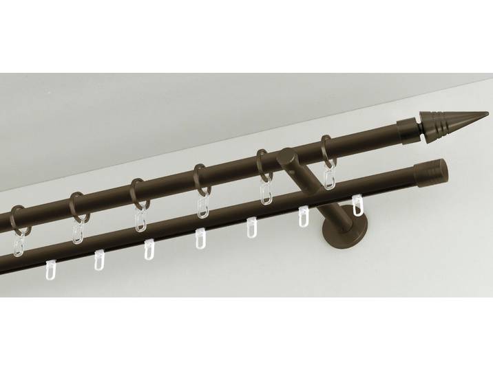 Gardinenstange GARDINIA Chicago , braun (bronzefarben), L:200cm Ø:20mm, Metall, Gardinenstangen, Gardinenstange, Serie Einzelprogramm Chicago Ø 20 mm