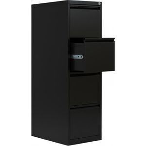 Lüllmann Hängeregisterschrank 560419, 1-bahnig, 4 Schübe, schwarz