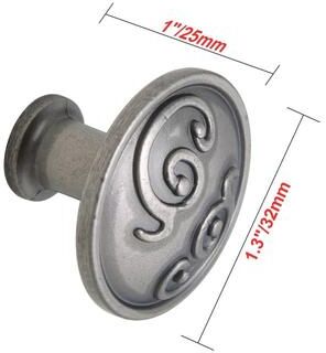 "Utopia Alley Roma Cabinet Ring Pull Knob - Vintage Cabinet Pewter Hardware with Hand, Pull Knobs 1.3"""