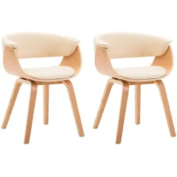Décoshop26 - Set aus 2 zeitlos designten Küchen-Esszimmerstühlen aus gebogenem Holz und cremefarbenem Kunststoff CDS020404