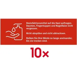 Marahrens Aufkleber »Hände desinfizieren« 15 x 5 cm, rot, 10 Stück rot, 15x5 cm