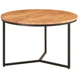 KADIMA DESIGN Couchtisch 60x60x38 cm Akazie Massivholz / Metall Design Sofatisch Rund, Wohnzimmertisch Kaffeetisch Massiv, Kleiner Tisch