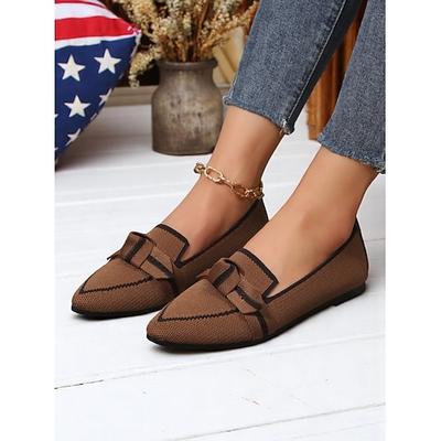 USA 250. Jubiläum Frauen Patriotische Strickflats – Spitz zulaufende flache Schuhe mit Schleifendetail für den Unabhängigkeitstag Sommerpicknicks und Freizeitkleidung