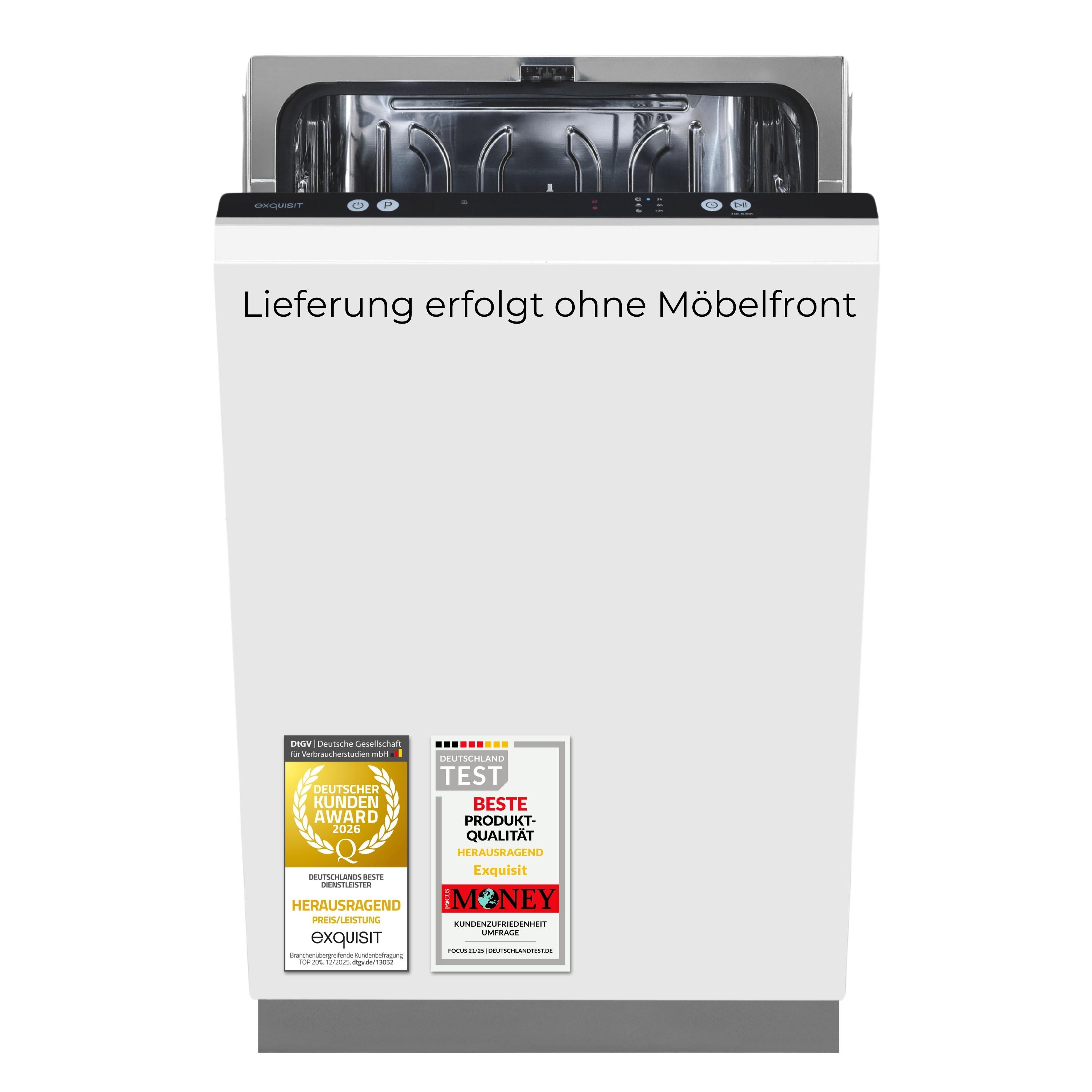 Exquisit Geschirrspüler | 9 Maßgedecke | Energieeffizienzklasse D | 49 dB(A) | 6 Programme | Aquastop |Startzeitvorwahl | LED-Anzeige |