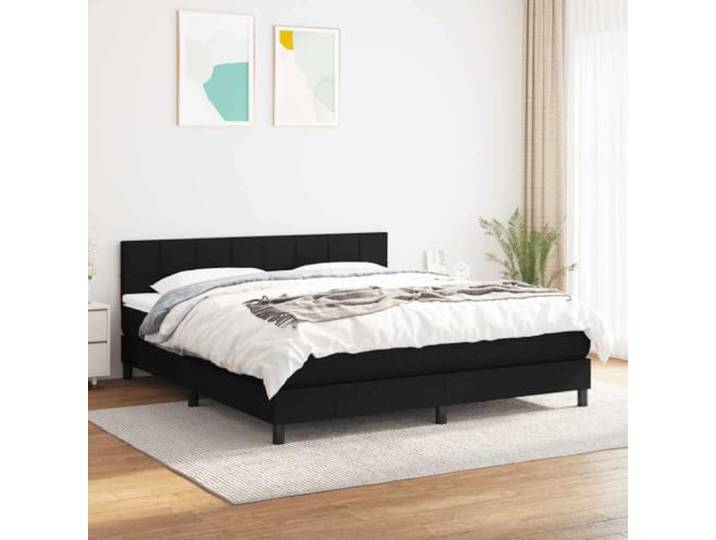 RJPLMFV Lattenrost mit Matratze, Schwarz, 160 x 200 cm Verstellbarer Kopf, Taschenfedern, mittlere Unterstützung, atmungsaktiver Stoff, Lieferung mit Anleitung (evtl. nicht in