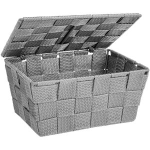 Wenko Aufbewahrungskorb Adria mit Deckel, 2L, 19 x 10 x 14 cm, Kunststoff, grau