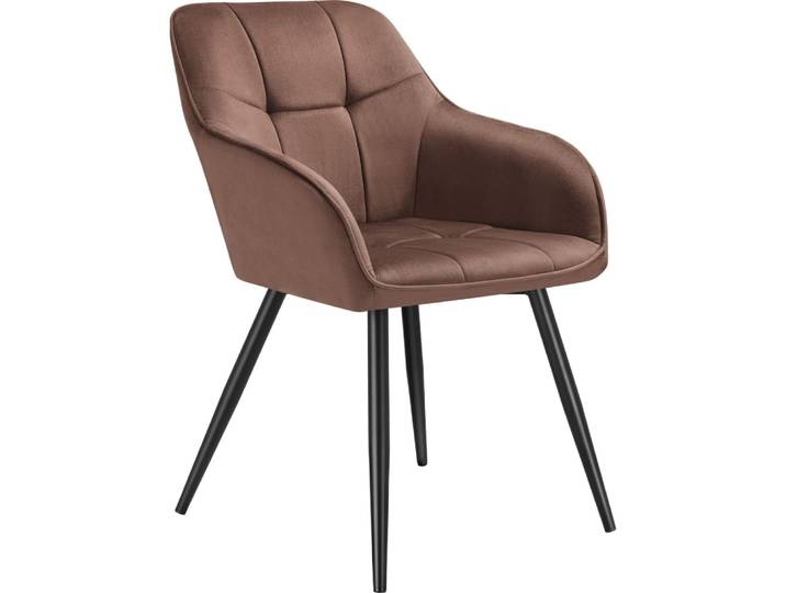 Chaise rembourrée en velours matelassé avec dossier continu brun/noir