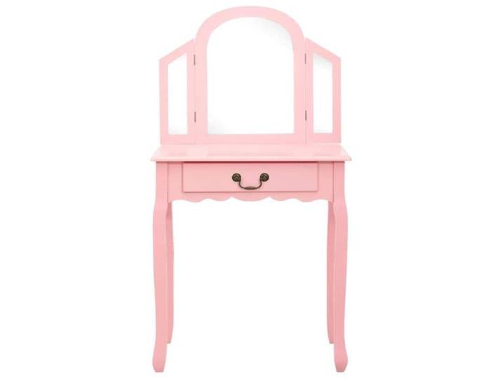 Armoire Rangement/Coiffeuse - 1 pièce - et tabouret Rose 65x36x128 cm Bois de paulownia MDF avec stockage @FR_440