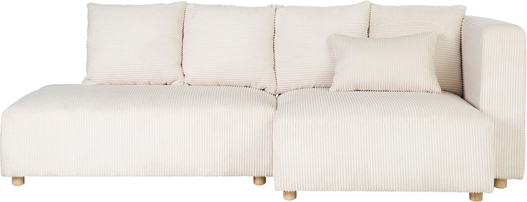 Miliboo Dreisitzer Ecksofa in beige Cordstoff und hellem Holz HARLEM