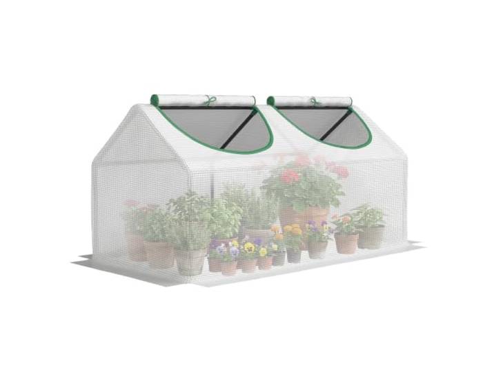 Outsunny Kas met raam PE-gaasfolie 120x60x60cm Wit