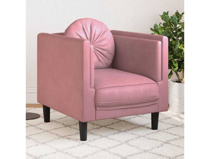 vidaXL Sofa vidaXL Sessel mit Kissen Rosa Samt