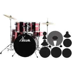 XDrum Semi 20" Studio Schlagzeug Lipstick Red Set + Dämpfer