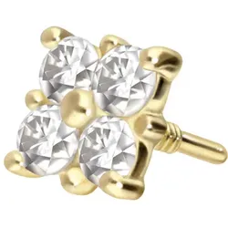 14 Karat Gold Schraubaufsatz mit Außengewinde MOISSANIT-QUADRAT
