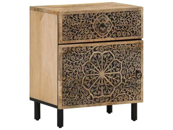 En solde  1x Armoire de nuit moderne - UU - Petit commode/placard - 50x33x60 cm bois de manguier massif L2975