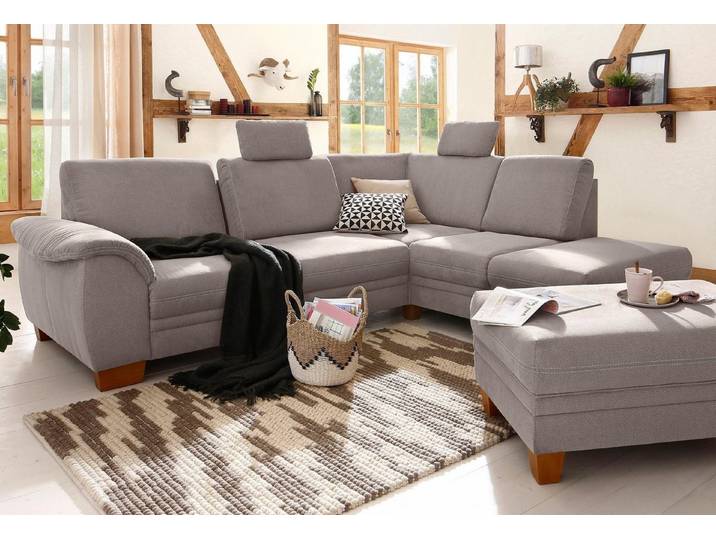 OTTO home Ecksofa Husum L-Form, mit Sitztiefenverstellung, Federkern-Polsterung und Kontrastnaht