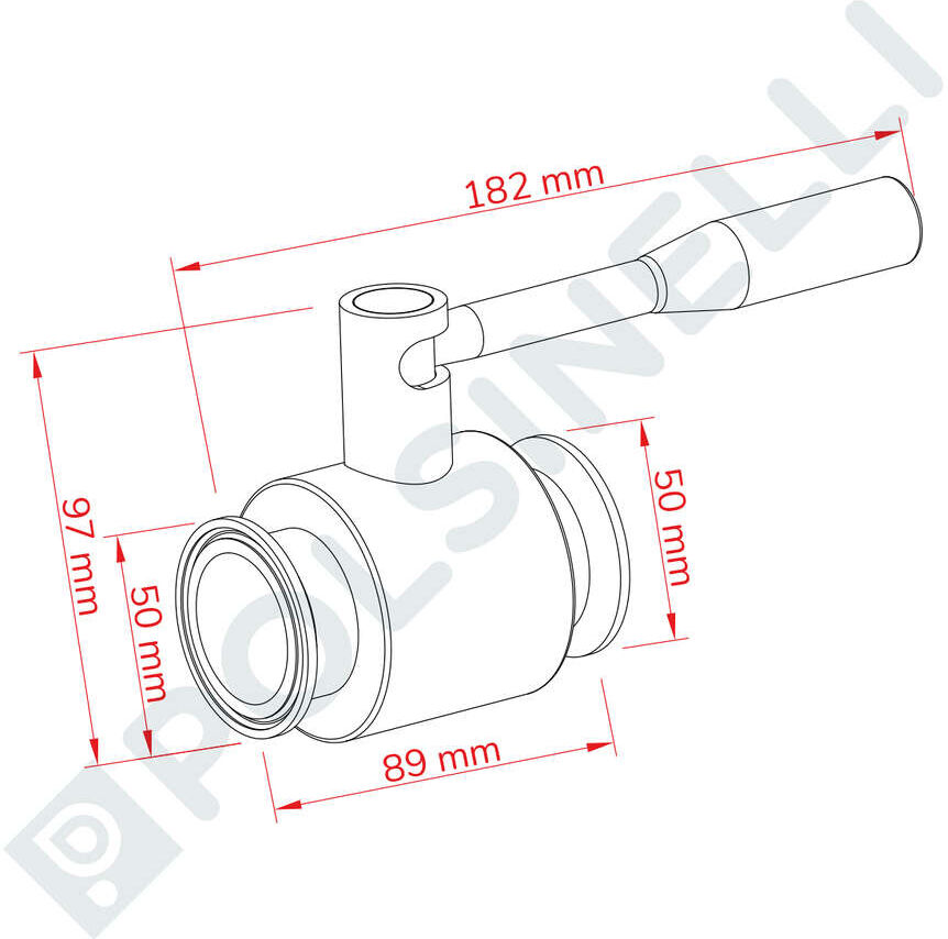 Polsinelli Vanne à boule Inox CLAMP 1"1/2 DN32