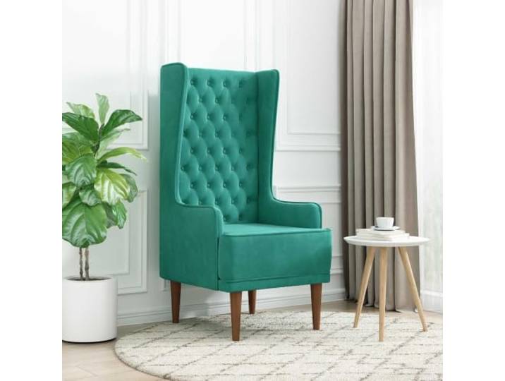 Hochlehner Türkis Samt Sessel mit Knopfheftung Chesterfield-Design,Polyestersamt,hohe Rückenlehne,Schaumfüllung,Gummibaumholz-Beine